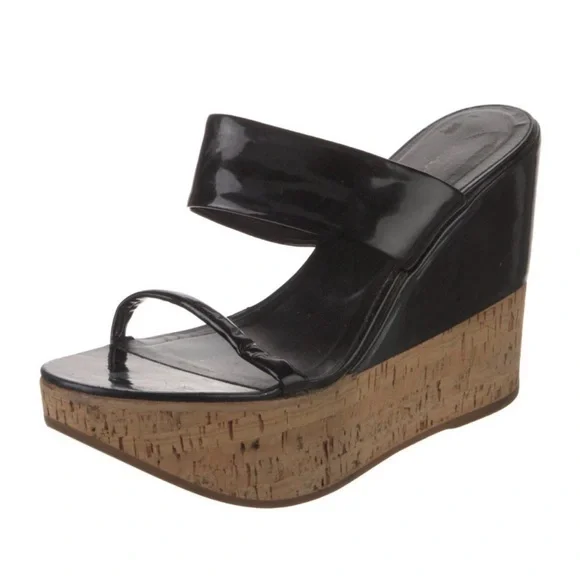 Prada Black Wedge Sandals - Picture 2 of 6